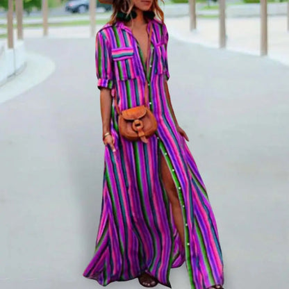 Lara - Bunte Streifen Maxikleid