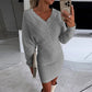 Peri™ | Langärmeliges Strickkleid mit V-Ausschnitt