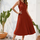 Carla - Schwarzes Plisseekleid mit Halterneck
