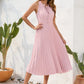 Carla - Schwarzes Plisseekleid mit Halterneck