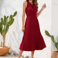 Carla - Schwarzes Plisseekleid mit Halterneck