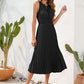 Carla - Schwarzes Plisseekleid mit Halterneck