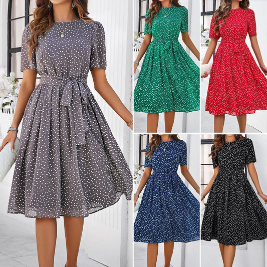 Charlotte - Graues Tupfenkleid im Retro-Stil
