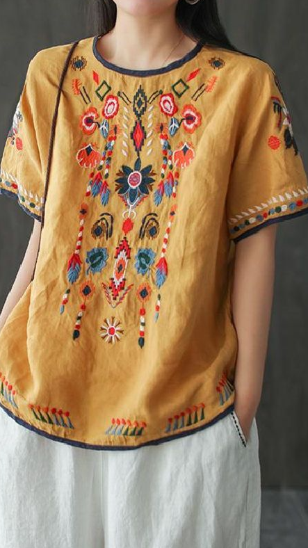 Elisa | Bestickte, lockere Ethno-Bluse