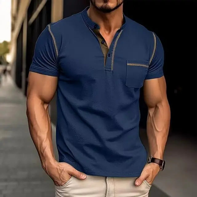 Felix - Blaues Poloshirt Akzentnaht