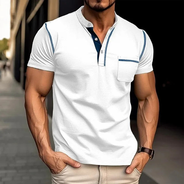 Felix - Blaues Poloshirt Akzentnaht