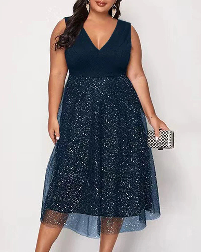 Isabella - Schwarz Glitzerndes Sommerkleid