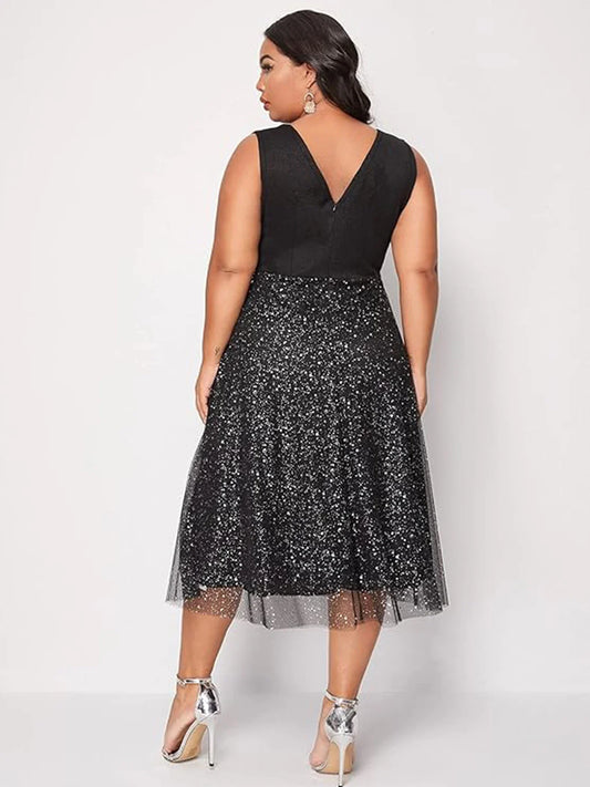 Isabella - Schwarz Glitzerndes Sommerkleid