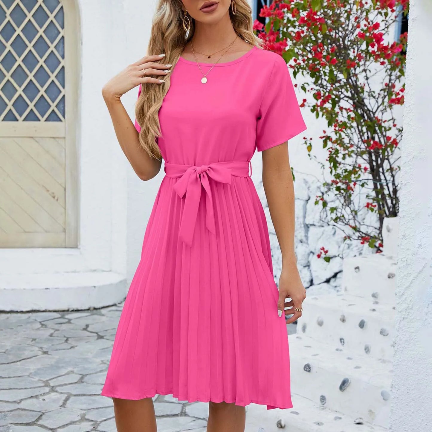 Lena - Elegantes Fuchsia Rüschenkleid