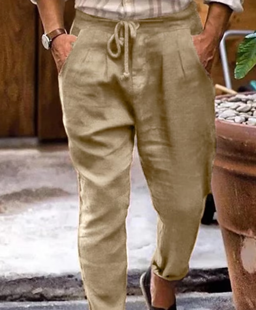 Beige Leinenhose für Herren