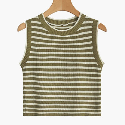 Nina - Schwarz-Weiß Gestreiftes Tanktop