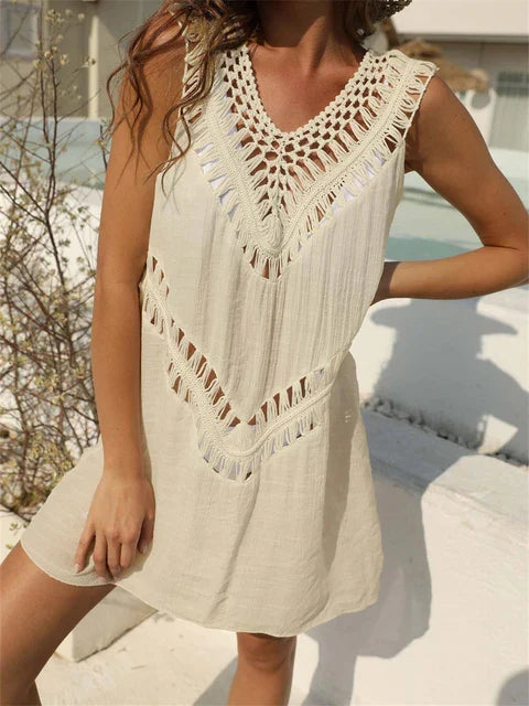 Lara - Weißes Häkel-Detail Kleid