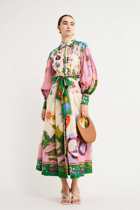 Brisbane | bedrucktes midikleid mit langen armeln