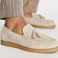 Beige Leder Loafers für Herren