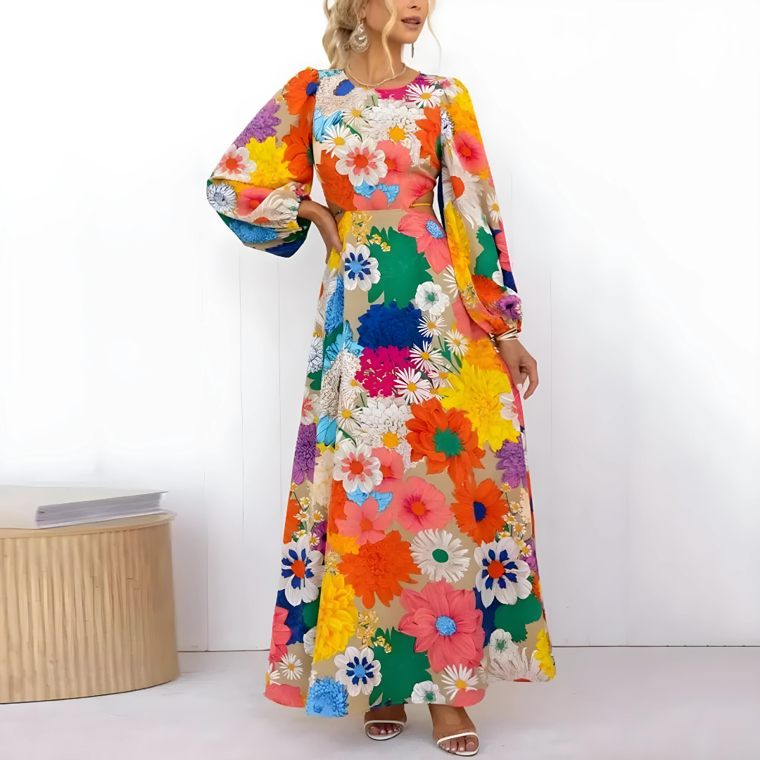 Maxikleid mit Blumendruck - Fleurig