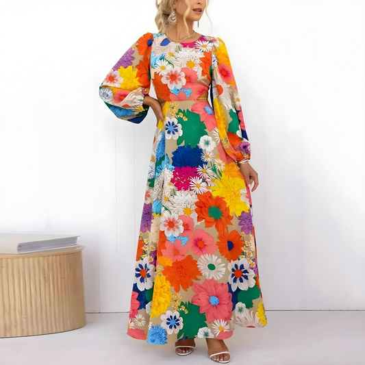 Maxikleid mit Blumendruck - Fleurig