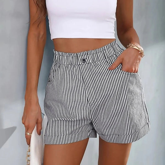 Elisa - Gestreifte Paperbag-Shorts