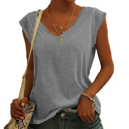 Nina - Khakifarbenes Basic-T-Shirt