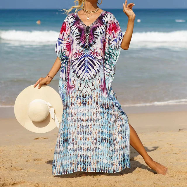 Isabel - Farbenfrohes Strandkleid mit Muster