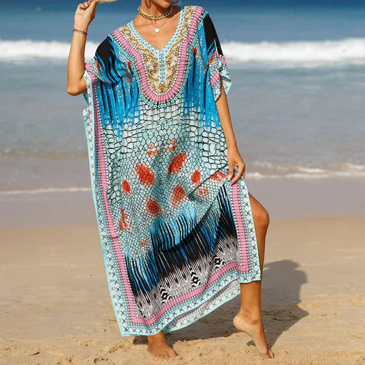 Isabel - Farbenfrohes Strandkleid mit Muster