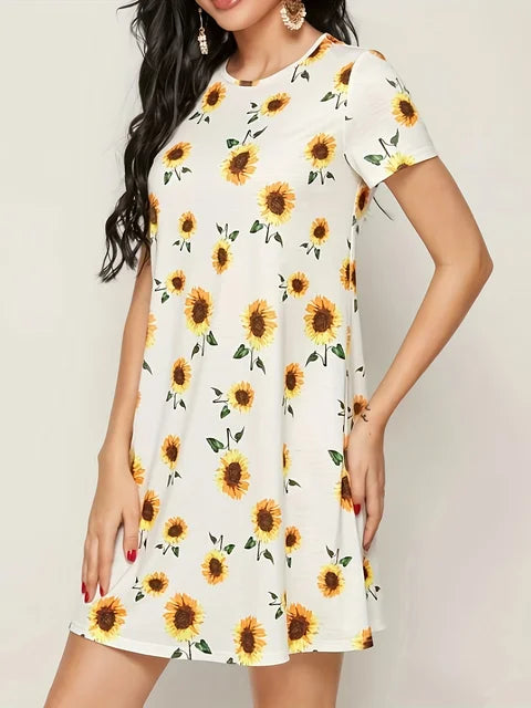 Julia - Florales Tunikakleid in Schwarz