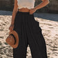 Louinda - Hose mit weitem Bein aus Baumwolle und Leinen mit elastischem Bund und Taschen
