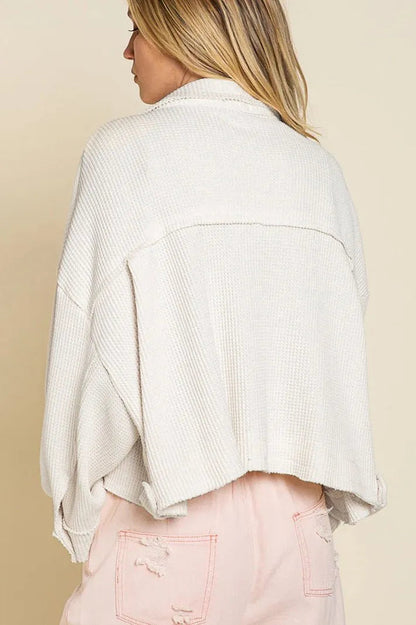 Frauenjacke mit Kragen, einfarbig, langärmelig für Herbst/Winter