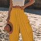 Louinda - Hose mit weitem Bein aus Baumwolle und Leinen mit elastischem Bund und Taschen
