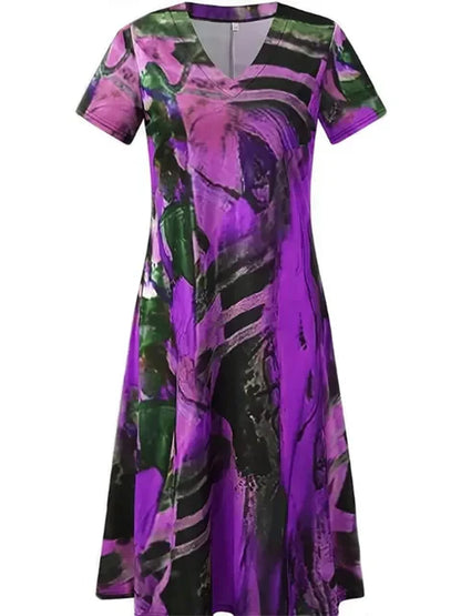 Marlene - Abstraktes Aquarellkleid in Blau