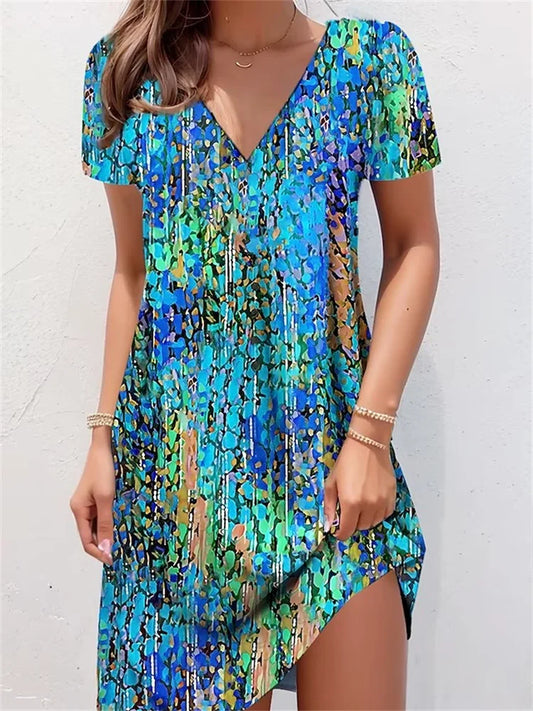 Isabella - Tiefblaues Blumenwickelkleid