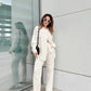 Beatrice - Stilvolle einreihige Bluse und Hose mit weitem Bein