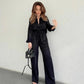 Beatrice - Stilvolle einreihige Bluse und Hose mit weitem Bein