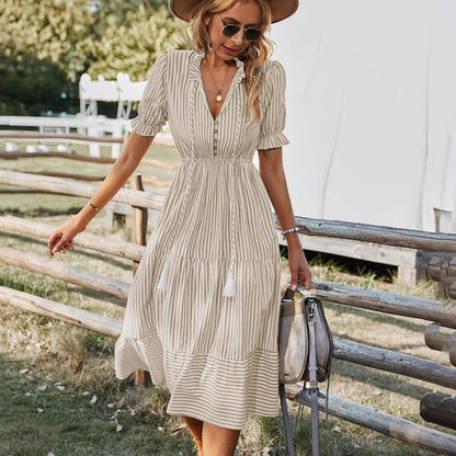 Corinne™ | Gestreiftes Midi-Sommerkleid