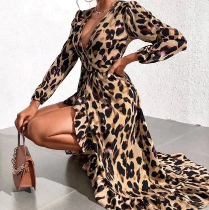 Elena - Leopard Midi Wickelkleid