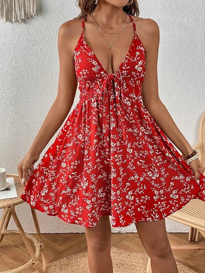 Lara - Rotes Blumen Minikleid