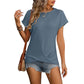 Clara - Beige Strukturiertes T-Shirt