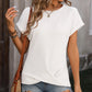 Clara - Beige Strukturiertes T-Shirt