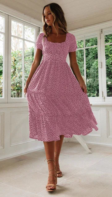 Clara - Marineblaues Sommerkleid mit Rüschen