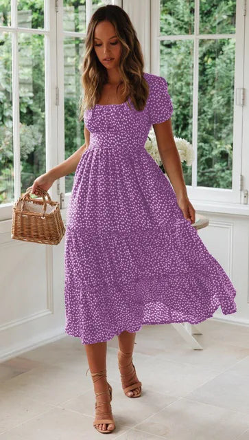 Clara - Marineblaues Sommerkleid mit Rüschen