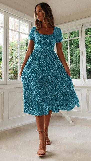 Clara - Marineblaues Sommerkleid mit Rüschen