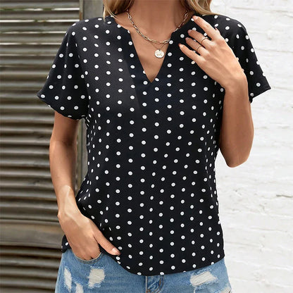 Klara - Schwarzes Polka-Dot-Blusentop