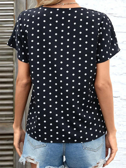 Klara - Schwarzes Polka-Dot-Blusentop