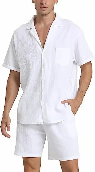Schwarzes Kurzarm-Hemd und Shorts Set für Herren – Elegant und Vielseitig