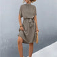 Bella - Khakifarbenes Wickelkleid mit Gürtel