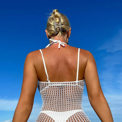 Lina - Weißes Netz-Badekleid
