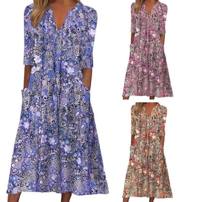 Charlotte - Lila Blumenmuster Kleid