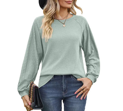 Ella - Weißes Waffelstrick-Shirt