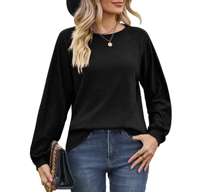 Ella - Weißes Waffelstrick-Shirt