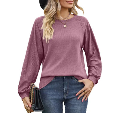 Ella - Weißes Waffelstrick-Shirt