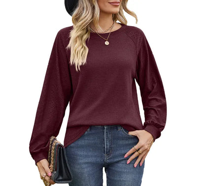 Ella - Weißes Waffelstrick-Shirt